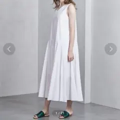 ユナイテッドアローズ ノースリーブ コットン Vネック マキシワンピース