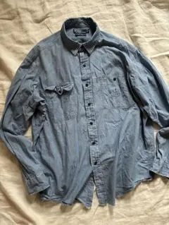 90s polo Ralph Lauren シャンブレーシャツ XL 猫目ボタン