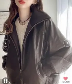 リブタートル フェイク レザー オーバーサイズ ジャケット