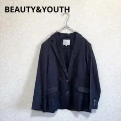 BEAUTY&YOUTH リネンテーラードジャケット 麻100% ネイビー F