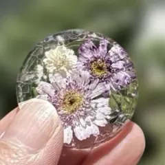 レジンヘアゴム ハンドメイド パープル紫陽花 透明感 上品 大人