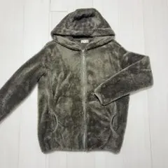 【used】ファーリーフリースフルジップジャケット パーカー　モコモコ　韓国