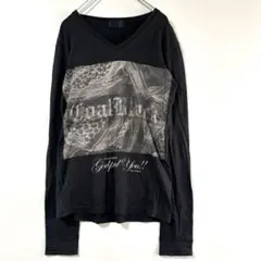 【Coal Black】ブラック Vネック ロンT プリント ロゴ 刺繍 Mのサムネイル