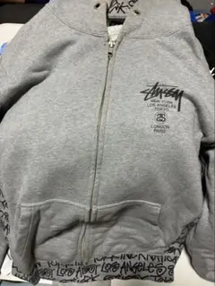 STUSSY ジップアップパーカー グレー Mサイズ
