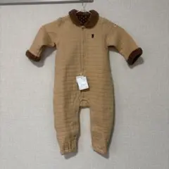 ミキハウス　ベージュ キルティングロンパース 80サイズ