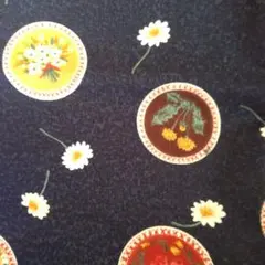花柄プリント生地 ネイビー（ツイル）