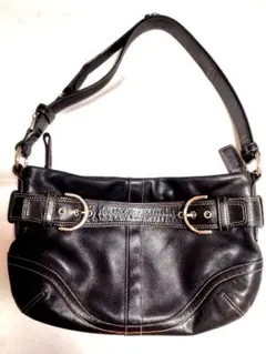 ブラックレザーショルダーバッグ2wayハンドバック　COACH