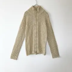 タグ付き✨ジップアップニット(M)リブ編み　ニットカーディガン　ハイネック