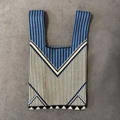 SHEIN ニットバッグ ニット手提げ エコバッグ ブルー