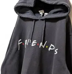 エイチアンドエム H&M フレンズ 刺繍 スウェットパーカーグレー灰色L古着