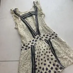 JILLSTUART ノースリーブワンピース クリーム色 紫花柄のサムネイル