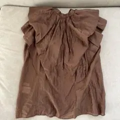 フリルカラー 半袖ブラウス ブラウンのサムネイル