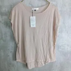 新品タグ付き【イースブルー】ベージュのフレンチスリーブ可愛い夏ニット　Fのサムネイル