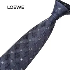 LOEWE ロエベ ネクタイ アナグラム 総柄 ネイビー シルクのサムネイル