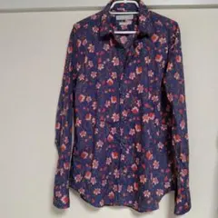 HIGH STREET ハイ・ストリート メンズ長袖シャツ　花柄　紺×赤のサムネイル