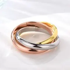 3連リング トリニティ 指輪 11号 重ね付 シルバー ゴールド ピンクゴールド