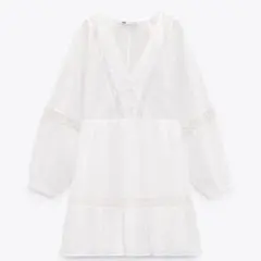 ZARA☆レースチュニックレーストリムタフタワンピース