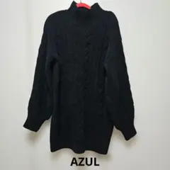 AZUL ブラック ケーブルニット タートルネック