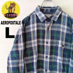 USA古着 AEROPOSTALE　ネルシャツL　ダークネイビーグリーンチェック