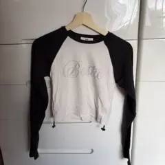 WEGO ラグラン長袖Tシャツ ホワイト×ブラック F