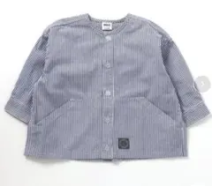 BREEZE ブリーズ ストライプ ノーカラー 長袖シャツ