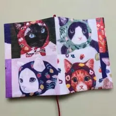 971:猫さん柄♪文庫本用ブックカバー（栞紐有り）☆ハンドメイド☆