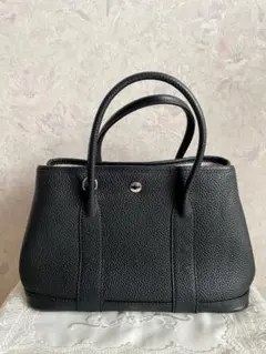 本革 ハンドバッグ 黒 牛革 トゴレザー