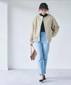 ★専用商品★アプワイザーリッシェ　【美品】FOX混ニットミドルコート Apuweiser-riche（アプワイザーリッシェ）の「パール付FOX混ニット