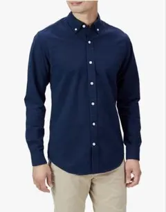 オックスフォードシャツ レギュラーフィット 長袖 メンズ　ネイビー　L