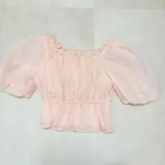 ピンク シフォン パフスリーブ ブラウス RETRO GIRL