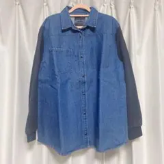 【Nomine】スウェット切り替えデニムシャツジャケットのサムネイル