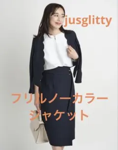 jusglitty フリルノーカラージャケット　夏　　ブラックのサムネイル