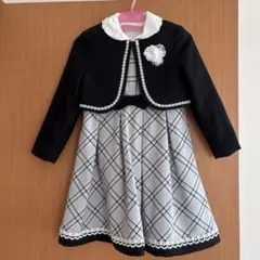 フォーマルドレス グレーと白のチェック柄