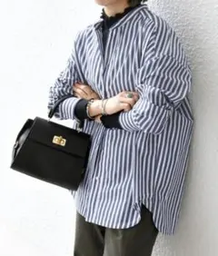 【美品】SHIPS any:〈洗濯機可能〉REPREVE バンド カラー シャツ