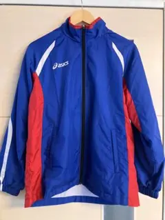 asics ナイロンジャケット 青/赤