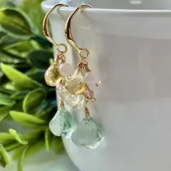 レモンクォーツ コンケーブカット✳︎天然石ピアス&イヤリング - メルカリ