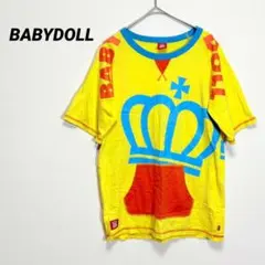5303U ​ベビードール Tシャツ M 黄色 デカロゴ 王冠 バックプリントのサムネイル