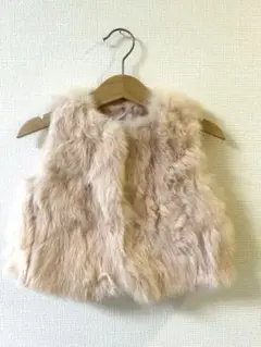 Little Me ピンクベージュ ラビットファー アウター 80 90 95