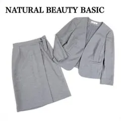 ナチュラルビューティーベーシック セットアップ ノーカラー ストレッチ グレー