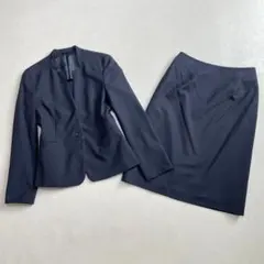 美品 アンカーウーマン ノーカラージャケット スカートスーツ 9号 ストレッチ