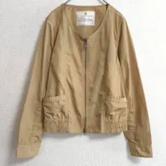 s0636【LVS PRODUCT】ノーカラーショートジャケット ナイロン 薄手