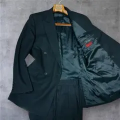 ダーバン シルク混 スーツ 98AB6 L 濃紺 ダブル セットアップ 訳あり