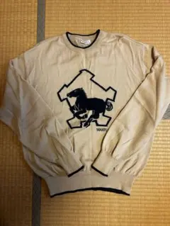 MAXFLI 馬刺繍 ベージュセーター　Lサイズ