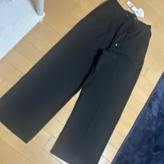 ワイドパンツ 黒 カーキ 2点セット