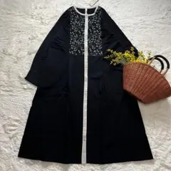 未使用 cloud nine クラウドナイン 刺繍ワンピース 綿 ブラックのサムネイル