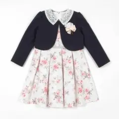 petit main レース衿花柄OP+JKセット　120㎝