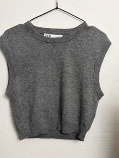 ZARA グレー ノースリーブ ニットベスト