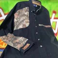 NRA リアルツリー シャツ 2XL 切替 カモ 迷彩 USA古着