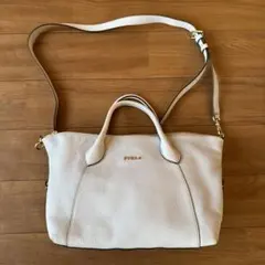 FURLA 水色　レザーハンドバッグ