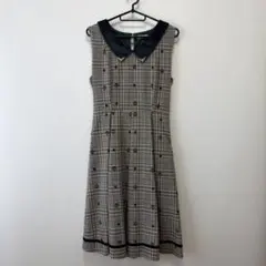 チェック柄 ノースリーブ ひざ丈ワンピース